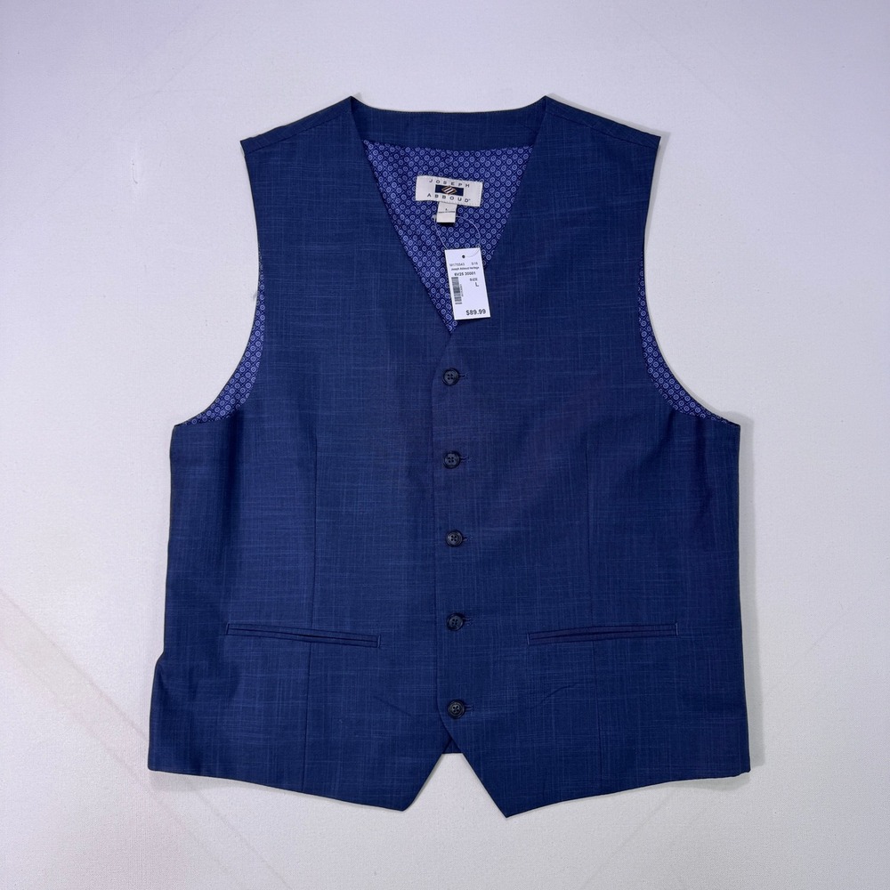 Joseph Abboud Heritage Mens Large Blue Cotton Suit Vest Waistcoat NWT Modern